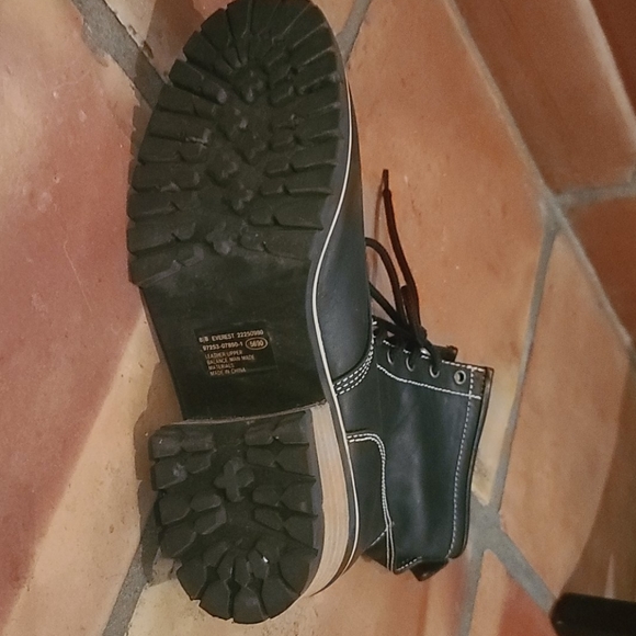 Subterrain black combat boots w/wood detail - Picture 6 of 8